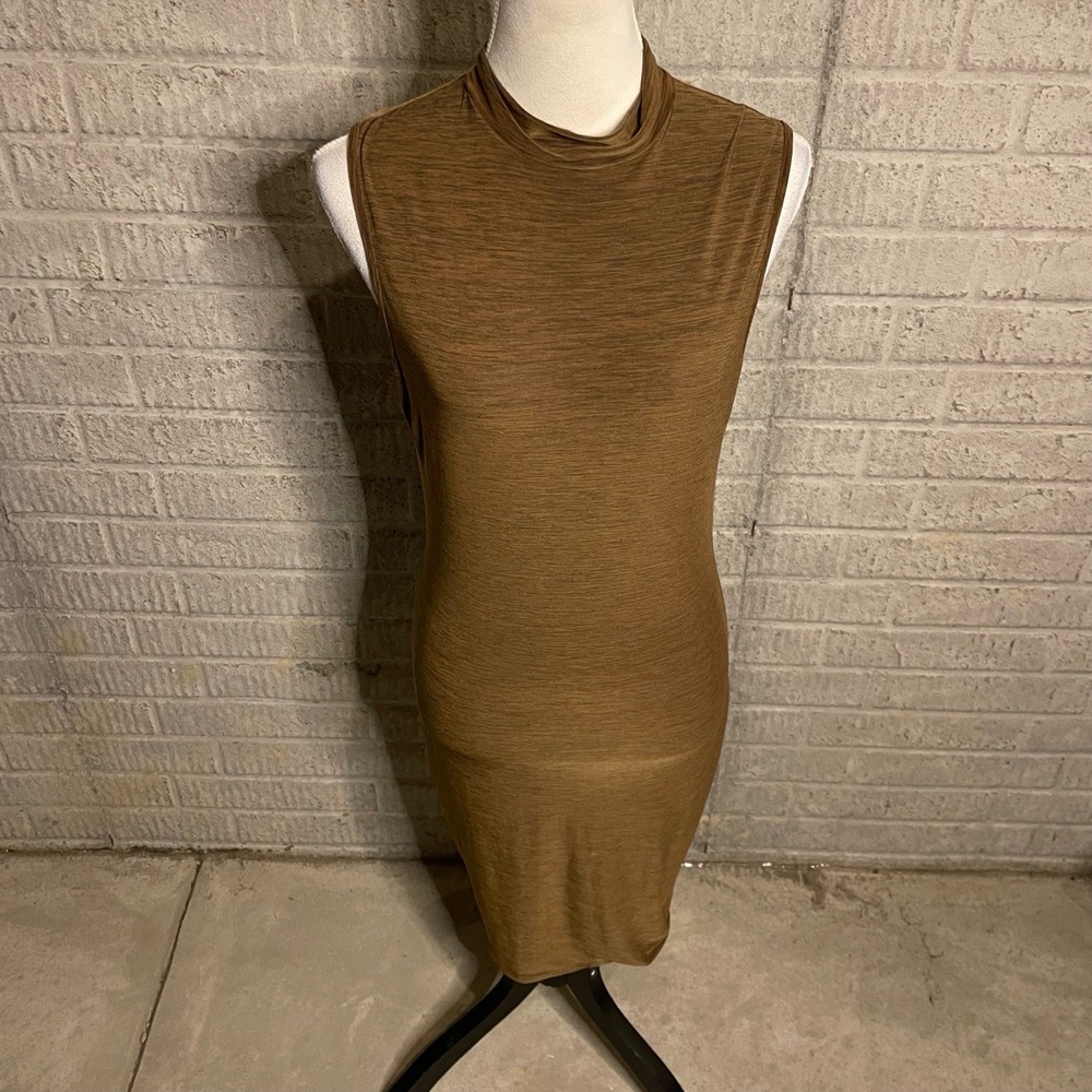 Privy‎ Green Open Back High Neck Drapey Sleeveless Midi Dress Size Large